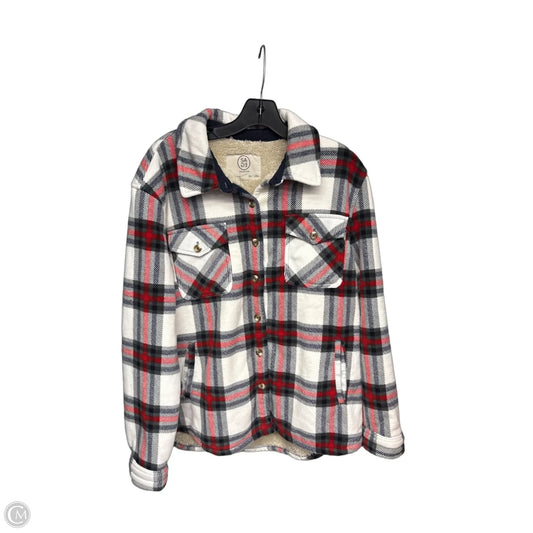 Jacket Shirt By Clothes Mentor In White, Size: L