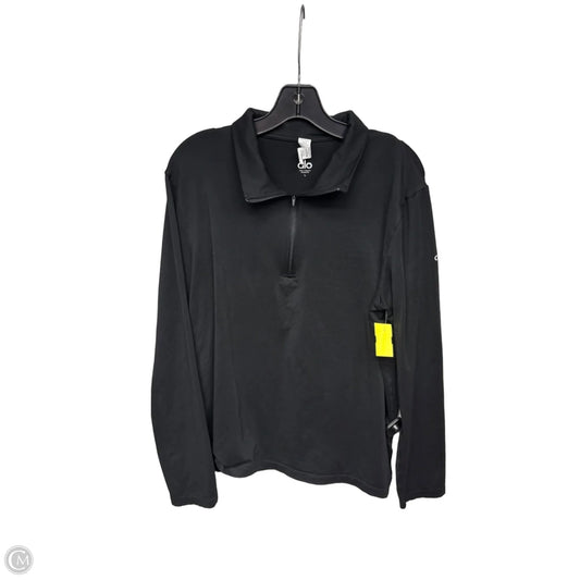 Athletic Top Long Sleeve Collar By Alo In Black, Size: L