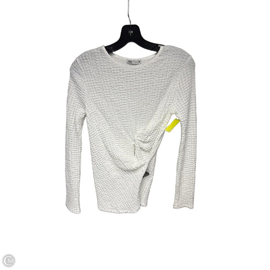 Top Long Sleeve By Zara In White, Size: S