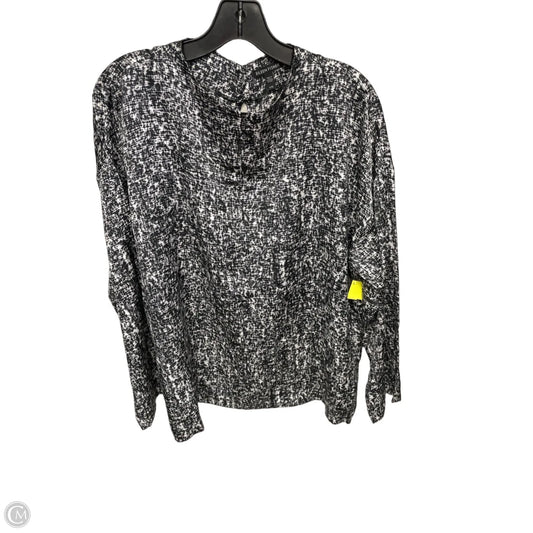 Blouse Long Sleeve By Eileen Fisher In Black & White, Size: L