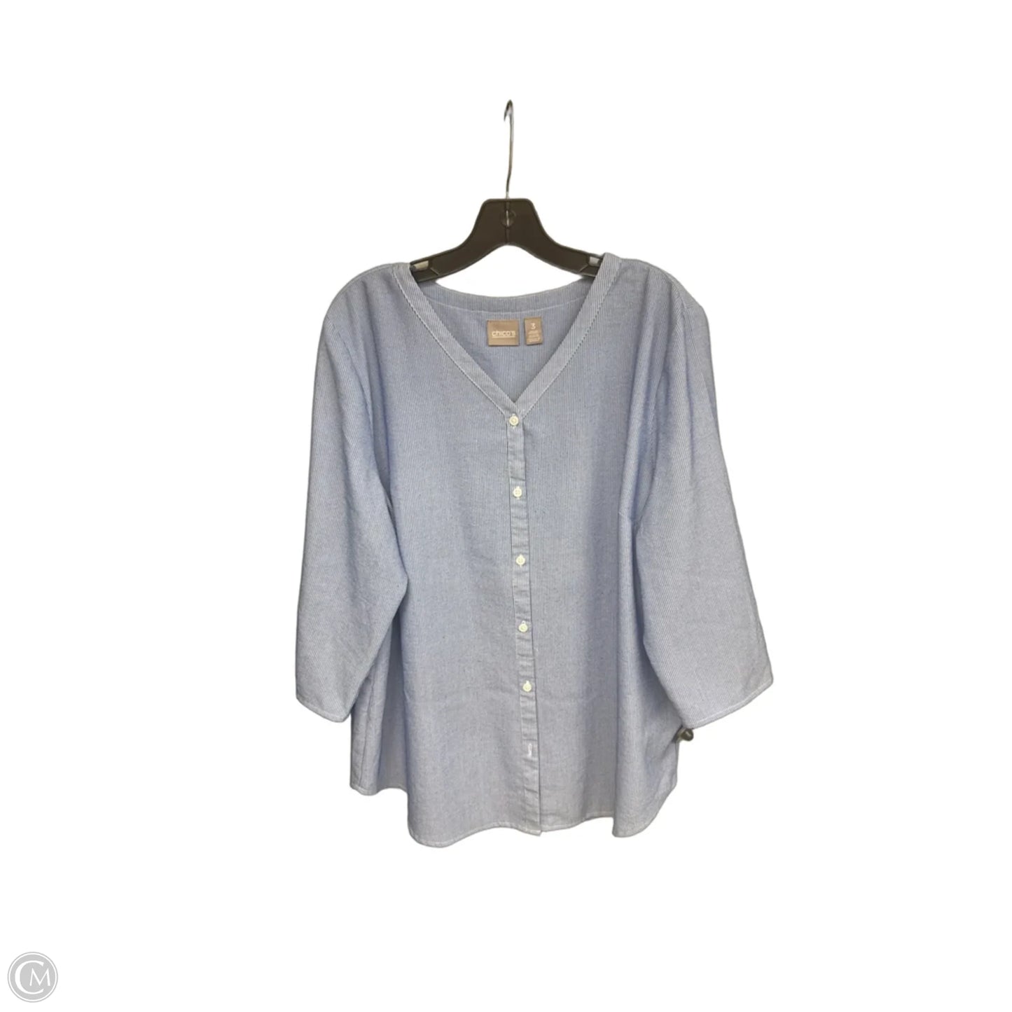 Top 3/4 Sleeve Basic By Chicos In Blue, Size: Xl