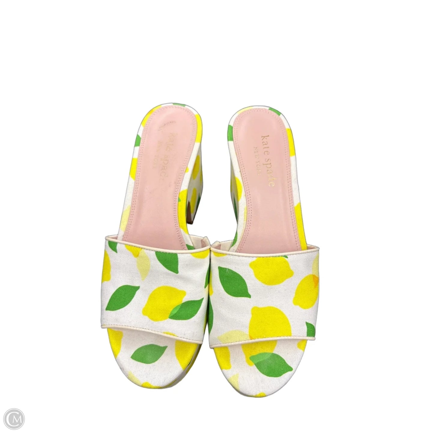 Sandals Designer By Kate Spade In White & Yellow, Size: 8