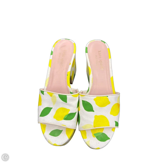 Sandals Designer By Kate Spade In White & Yellow, Size: 8