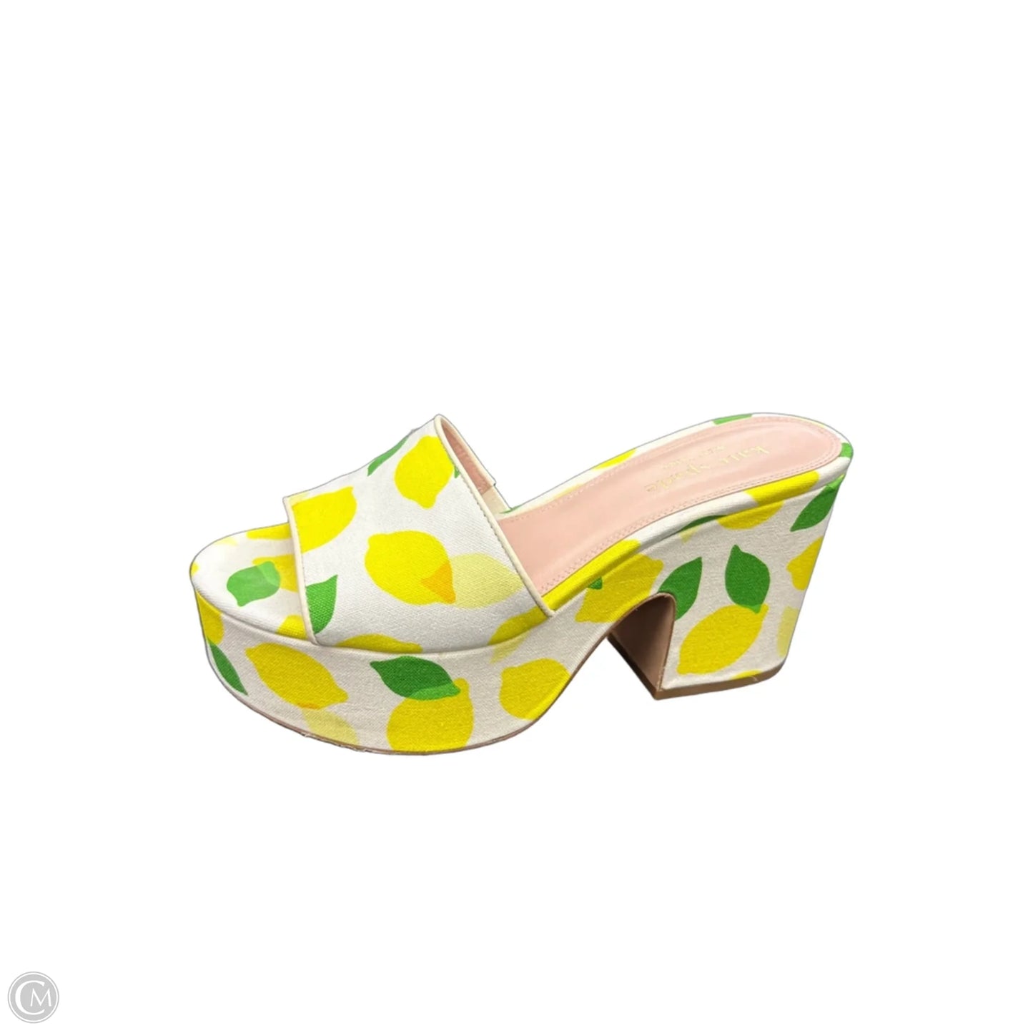 Sandals Designer By Kate Spade In White & Yellow, Size: 8