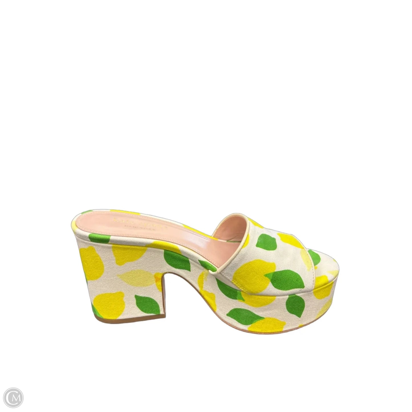 Sandals Designer By Kate Spade In White & Yellow, Size: 8