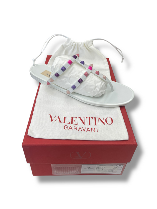 SANDALS LUXURY DESIGNER by VALENTINO-GARAVANI In WHITE, Size: 8/ 38