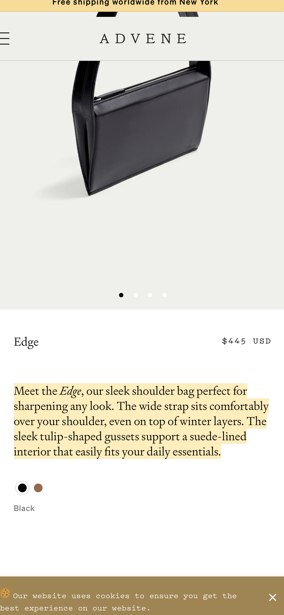 HANDBAG LEATHER by Advene In BLACK, Size: MEDIUM