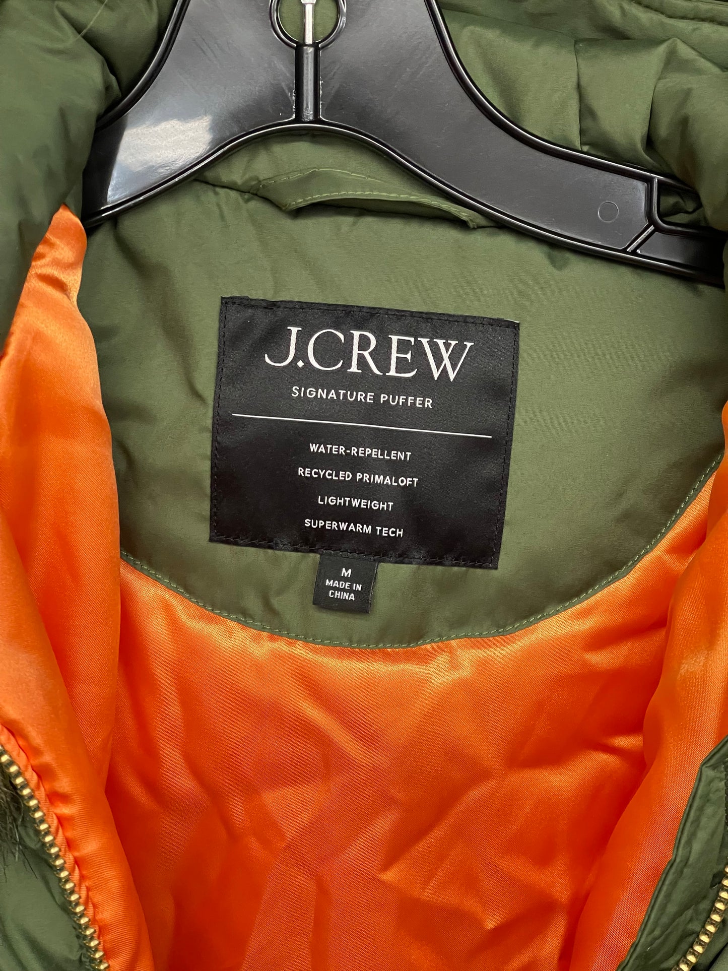 JACKET PUFFER & QUILTED by J. CREW In GREEN, Size: M