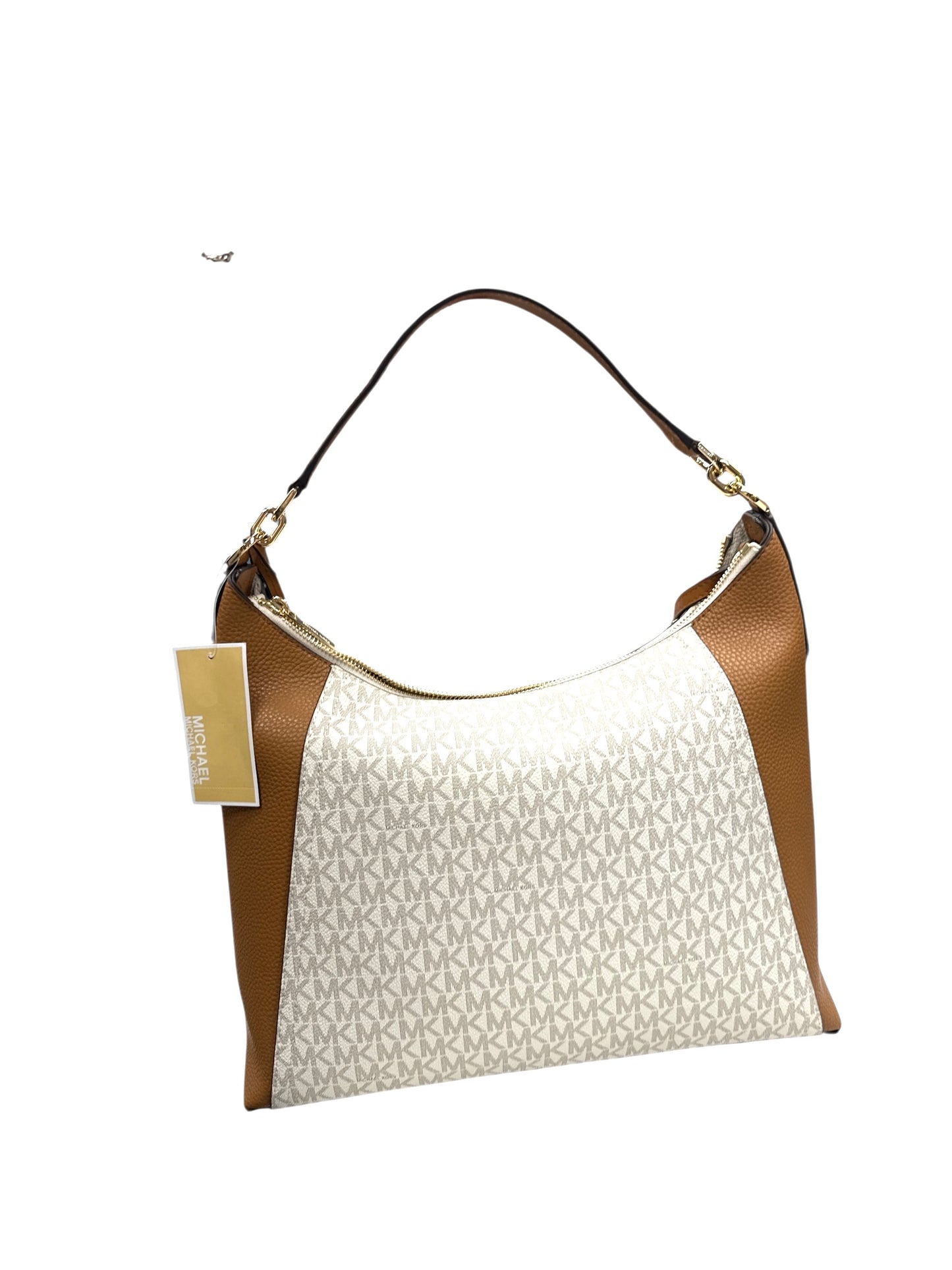 HANDBAG DESIGNER by MICHAEL KORS In TAN & WHITE, Size: LARGE